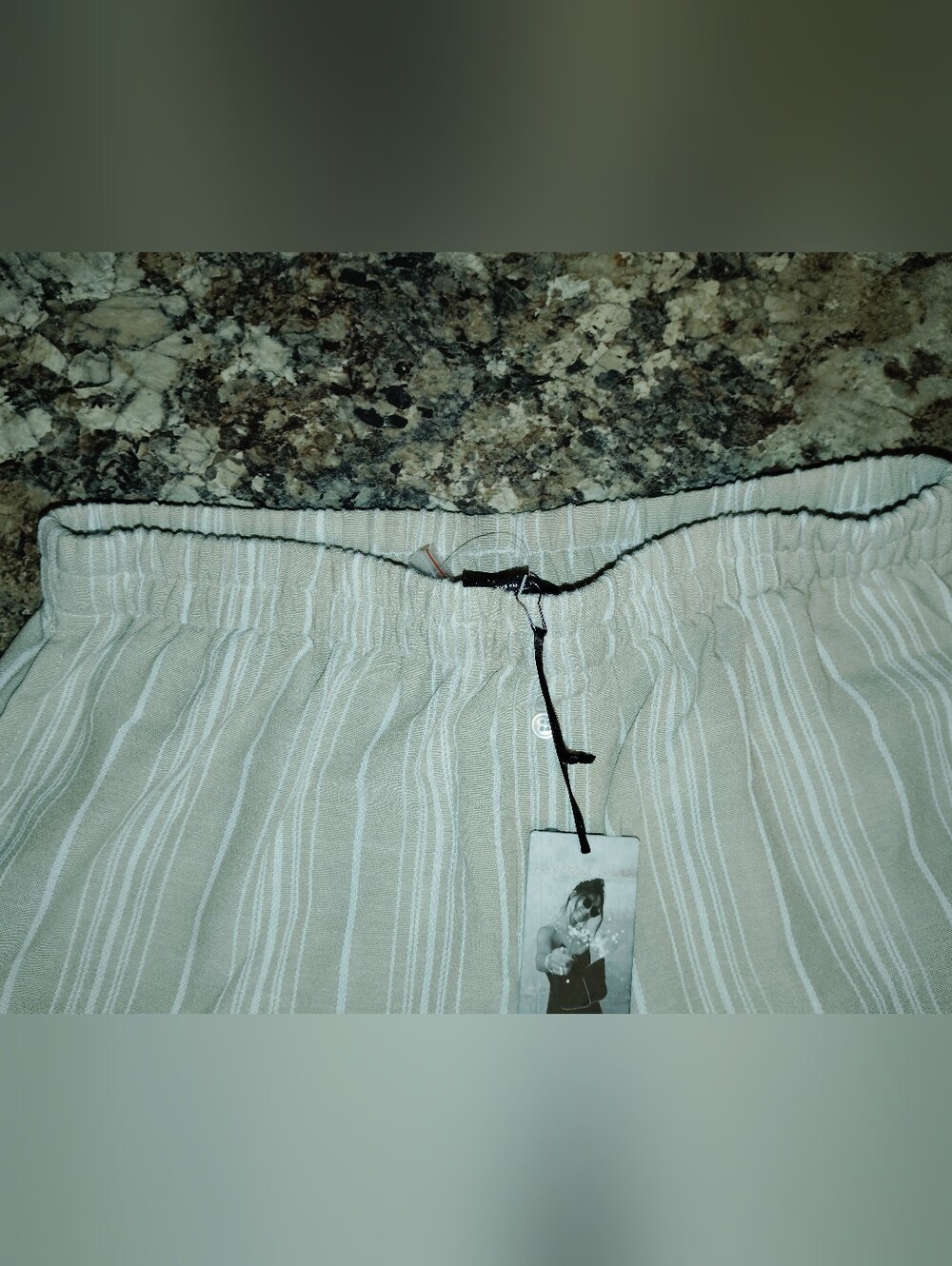 Nwt Lrg Sincerely Jules Light Tan & White Striped Women's Joggers Lounge Pants - Picture 4 of 7